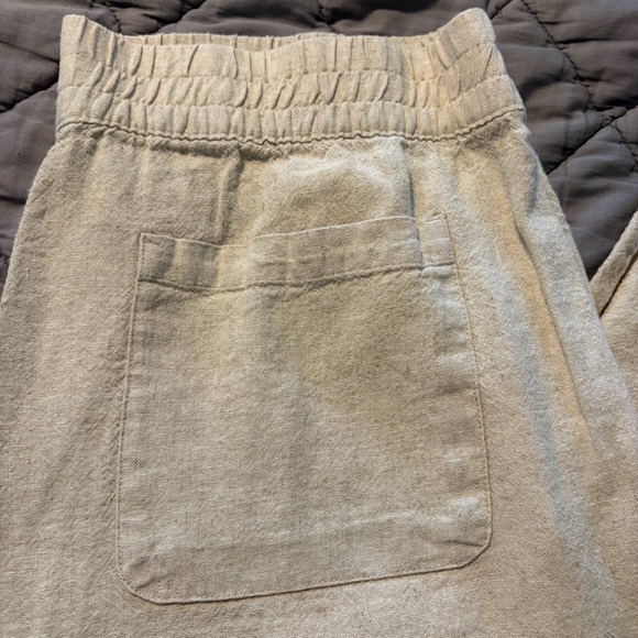 Old Navy Linen Wide Leg Trousers Elastic Comfort Waistband Tan Pants size L - Picture 2 of 6